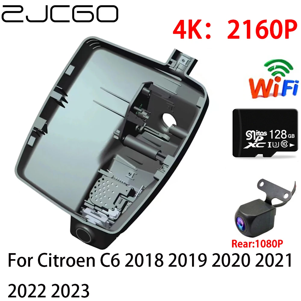 

ZJCGO 4K Car DVR Dash Cam Wifi Front Rear Camera 2 Lens 24h Monitor Parking for Citroen C6 2018 2019 2020 2021 2022 2023