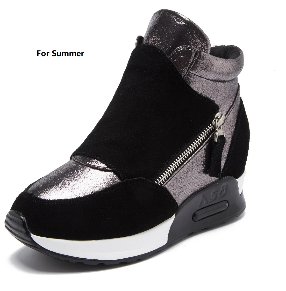 

Кожаные женские кроссовки на увеличенной высоте с подошвой 6 см, модные женские повседневные туфли на толстой подошве, открытая летняя зимняя обувь на молнии