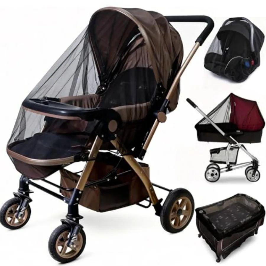 Baby Stroller Mosquito Net 2 Pack - Durable Mesh Protection for Bassinets, Cradles, Playards, Pack N Plays and Portable Mini Cr