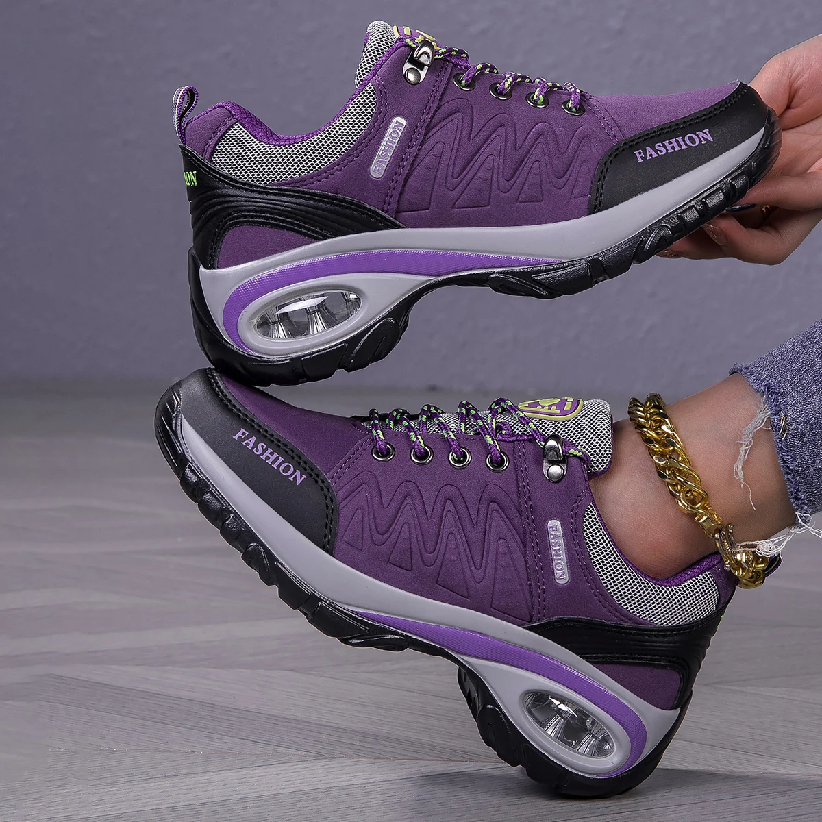 

Women's Hiking Shoes 2025 Spring and Autumn New Anti-Slip Cross-Country Running and Hiking Sports Shoes