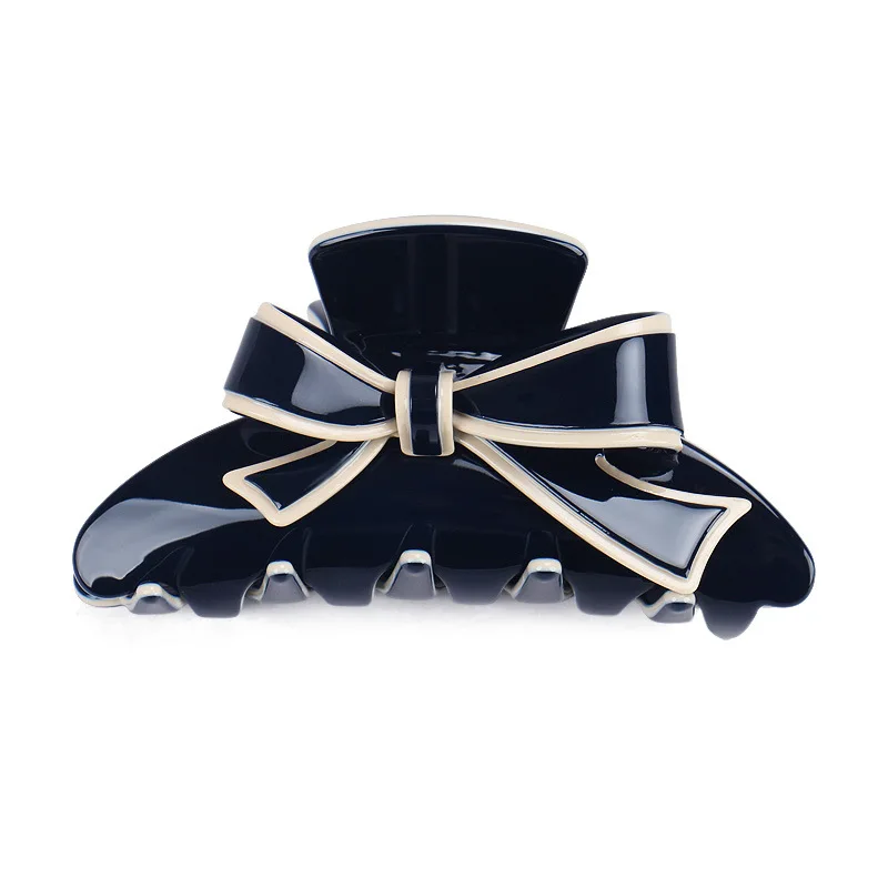 French High-end Acetic Double-sided Bow Hair Claw Back Head Hair Clip Non-slip Large Shark Claw Hair Accessories
