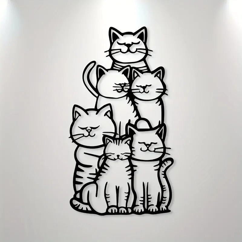 1pc WhimsyCat Metal Cat Silhouette Wall Art, Minimalist Hanging Decor for Cat Lovers, No-Electricity Outdoor Festive Decoration,