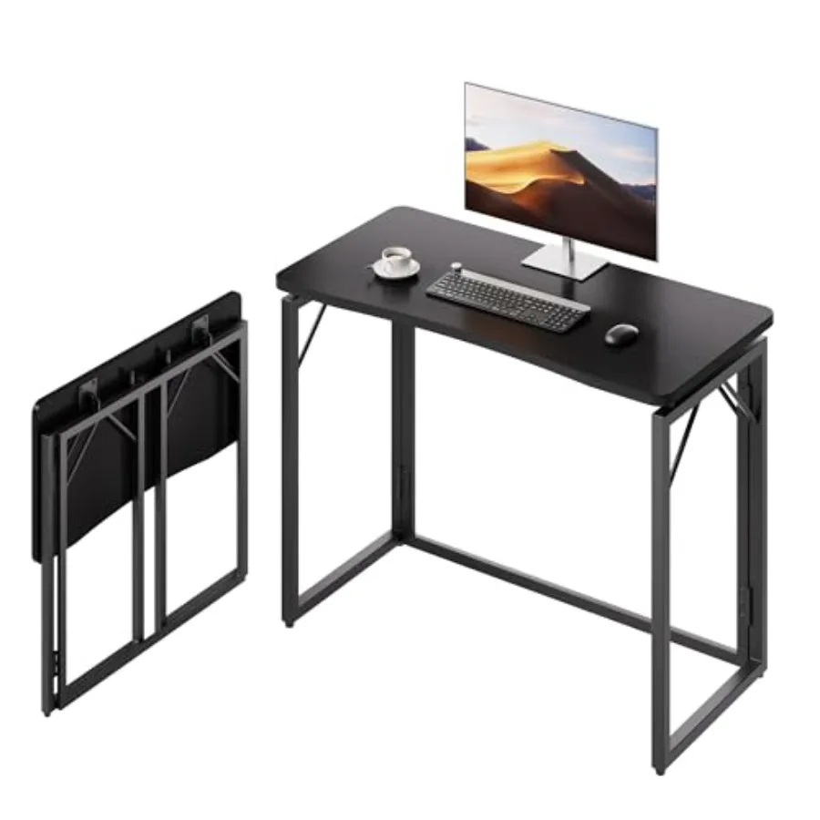 

31.5 Folding Desk No Assembly Small Foldable Desk for Home Office Wooden Top Folding Computer Desk for Working Writing Studying