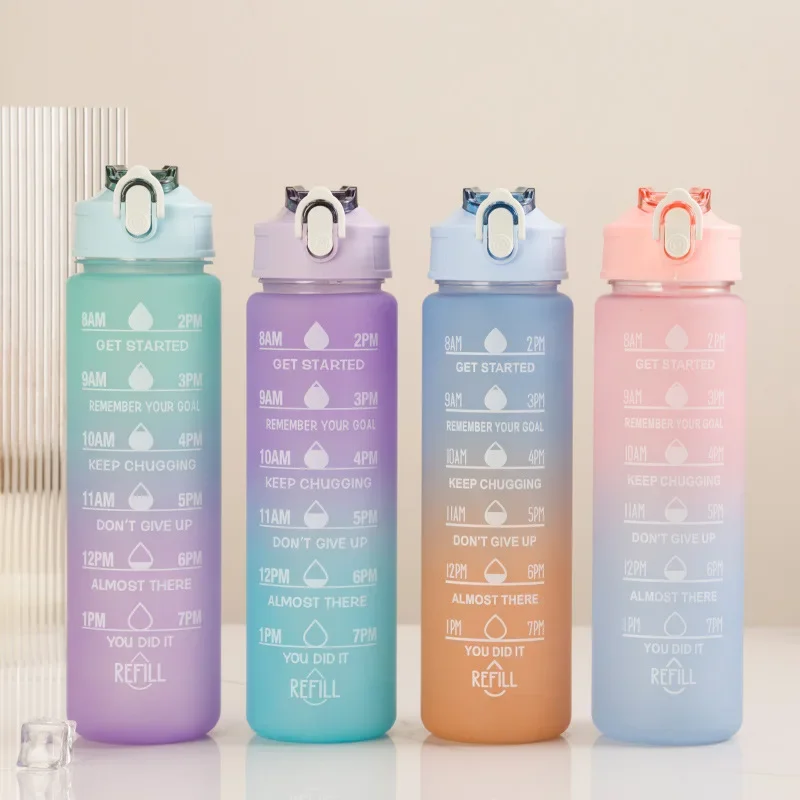 Borraccia portatile da 750ML borraccia sportiva motivazionale con indicatore del tempo tazza a prova di perdite per Sport all'aria aperta Fitness senza BPA