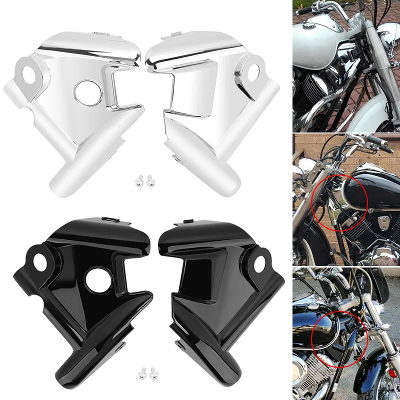 Motorcycle Black Chrome Front Cowl Neck Cover Frame Cover Side Faring Guard For Yamaha Vstar Xvs1100 1100 1999-2009