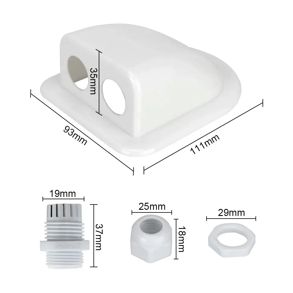 1PCS RV Solar Junction Box Cable Entry Gland Box Roof Wire Entry Cable Connector Holder Dual Hole For Camper Van Boat