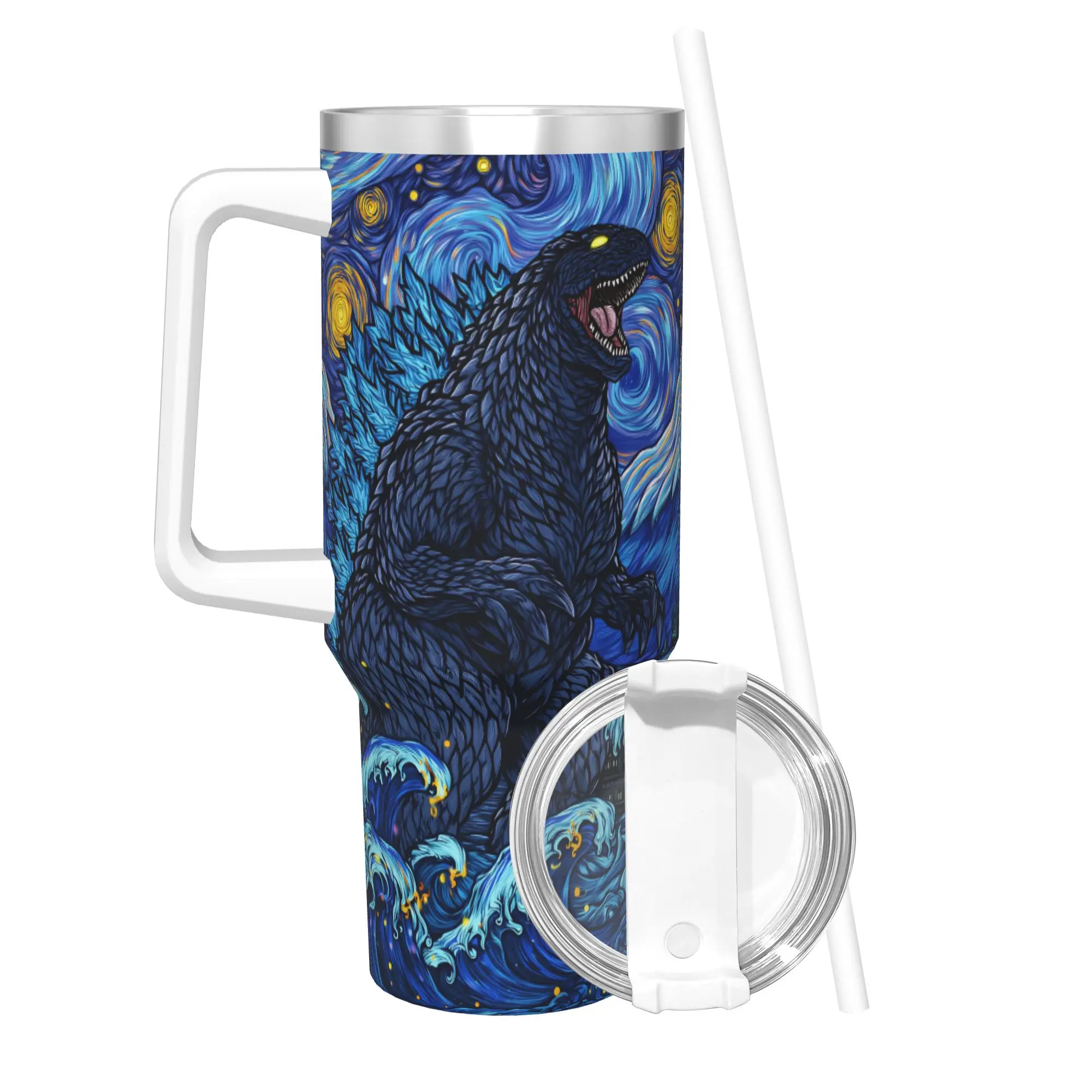 40OZ Stainless Steel Tumbler Monster G-Godzillas Thermal Mug  Keep Heat Cold and Hot Car Mugs Driving Water Bottle