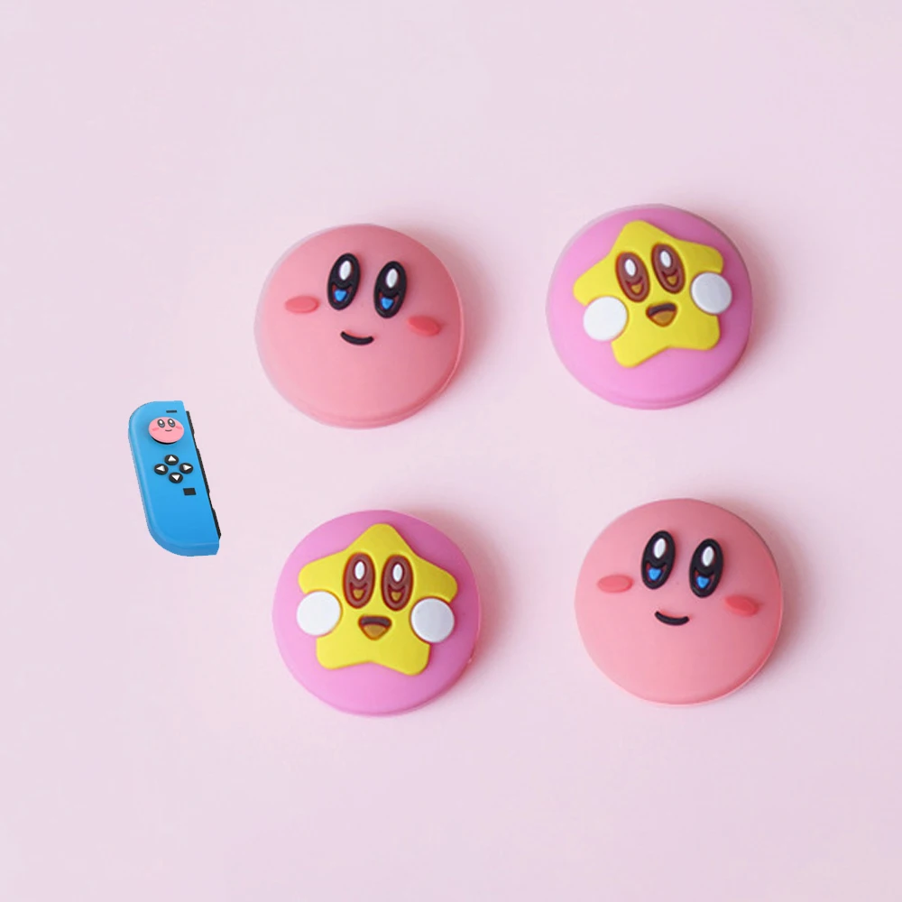 

4PCS a set Pink color cute silicone Joystick cap for Switch NS joy con for OLED controller cap 3D Analog joystick cover