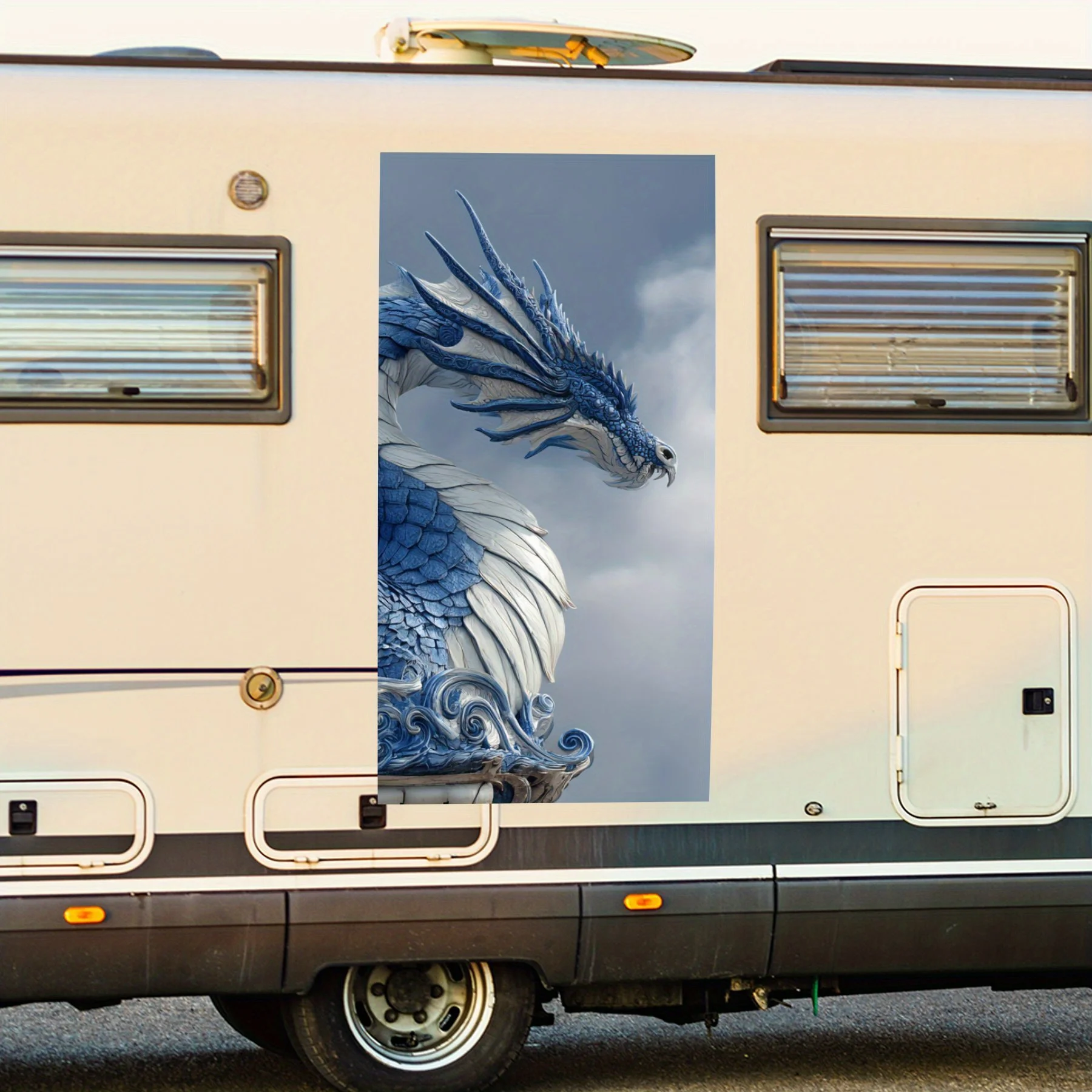 

Dragon Guarding - Vinyl Decal for RV Rear, Waterproof Self - Adhesive Vinyl Stickers for RV Tail and Bumper, Decoration - Protec