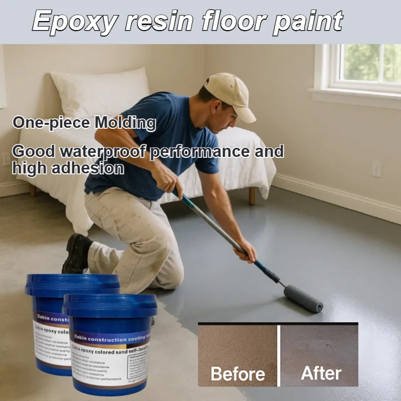Color Sand Epoxy Self Leveling Floor Coating Decorative Ground Paint Anti Dust Wear Resistant Indoor Warehouse Garage Workshop