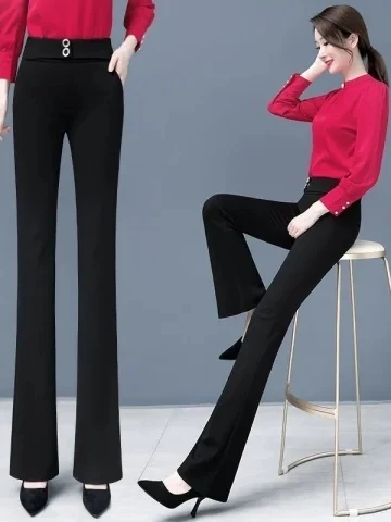 

Loose Women's Elastic Wide Leg Pants Spring Summer Thin Extended Length Suit Pants Korean Style Comfortable Breathable Casual