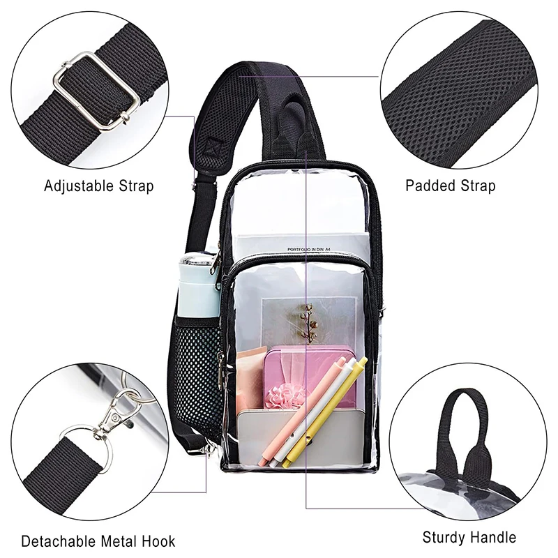 

Men Women PVC Transparent Crossbody Bag Clear Waterproof Chest Bag Fashion Outdoor Shoulder Bum Fanny Pack
