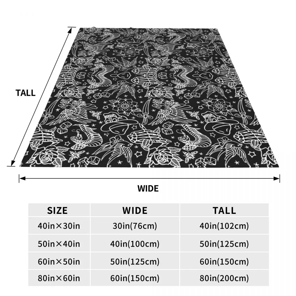 American Traditional Tattoo Flash Print Blankets Soft Warm Flannel Throw Blanket Bedding for Bed Travel Home Couch