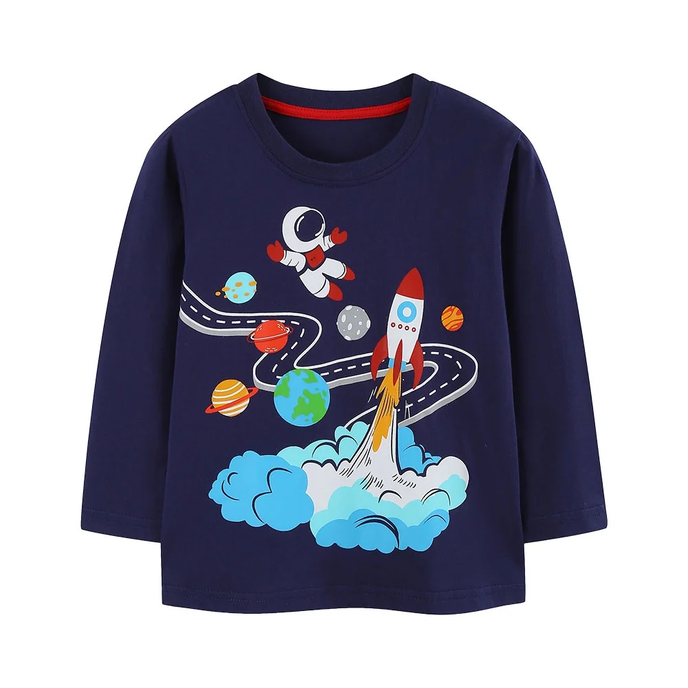Jumping Meters Spaceman Rockets Long Sleeve Boys Tshirts 2-7T Children's Autumn Spring Clothing Fashion Tops Baby Blouse