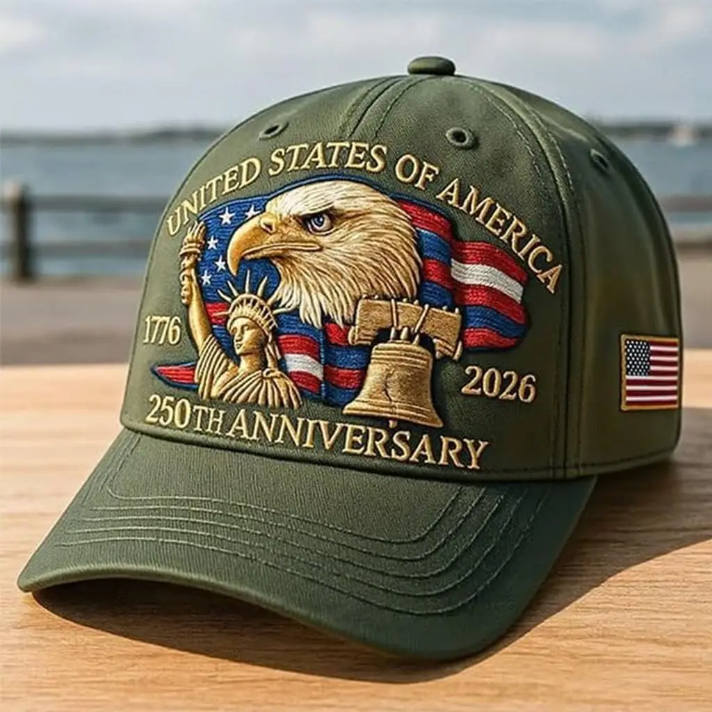 Eagle – Cappello del 250° anniversario degli Stati Uniti, berretto da baseball regolabile con ricamo dell'aquila calva, berretto patriottico retrò per uomo donna