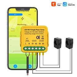 Smart Life WIFI licznik energii czujnik prądu statystyk do oświetlenia elektrycznego monitor słoneczny KWH 100-240V