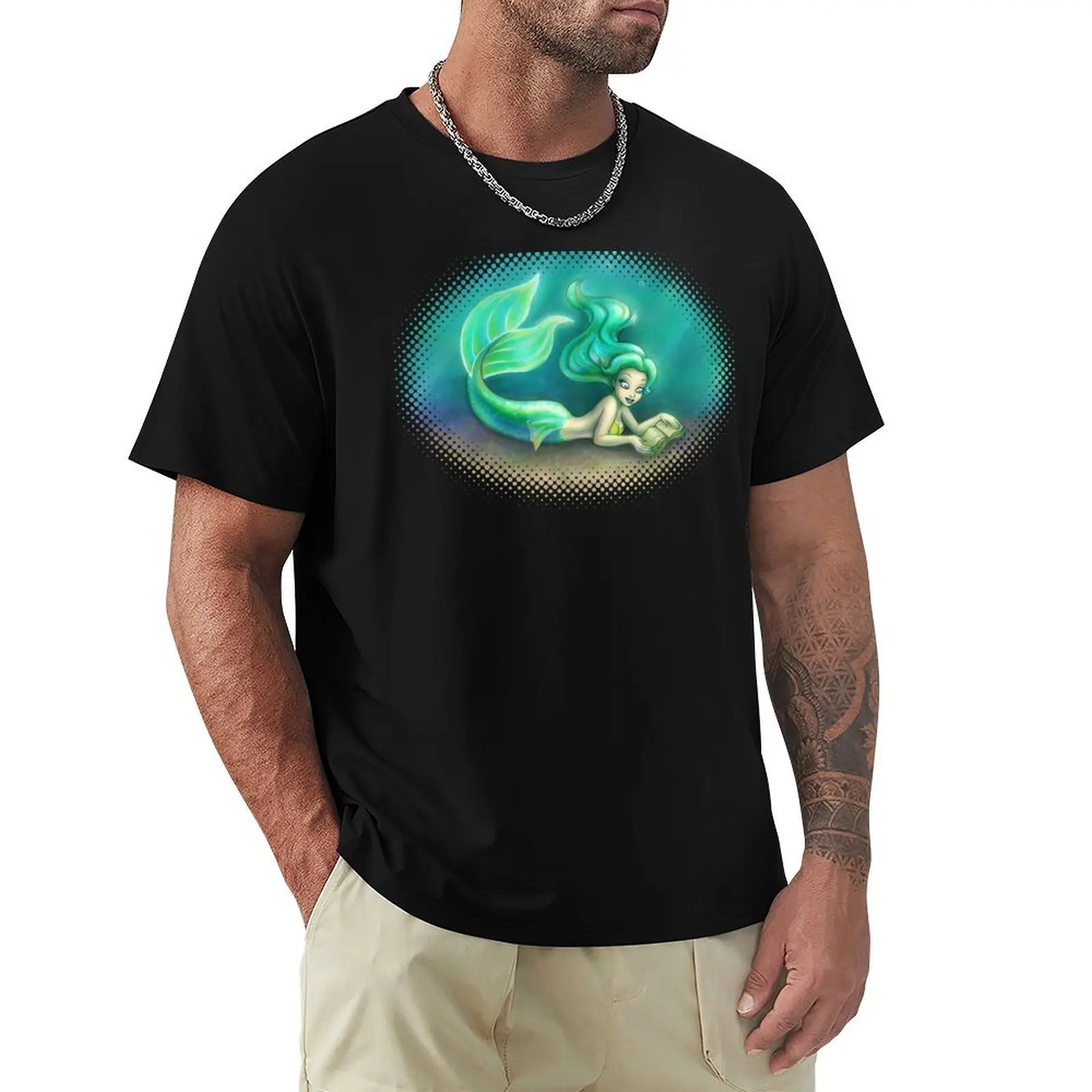 

Underwater Reading T-Shirt Big Size Short Sleeve Tee for Men