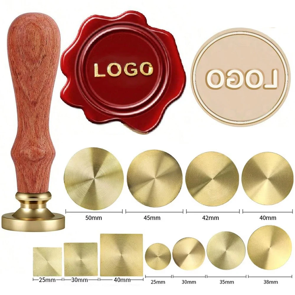 Timbro per Sigillo in Cera in Ottone Personalizzato con LOGO, Testa Rotonda/Quadrata da 25/30/40/50mm per Decorazione di Inviti di Nozze