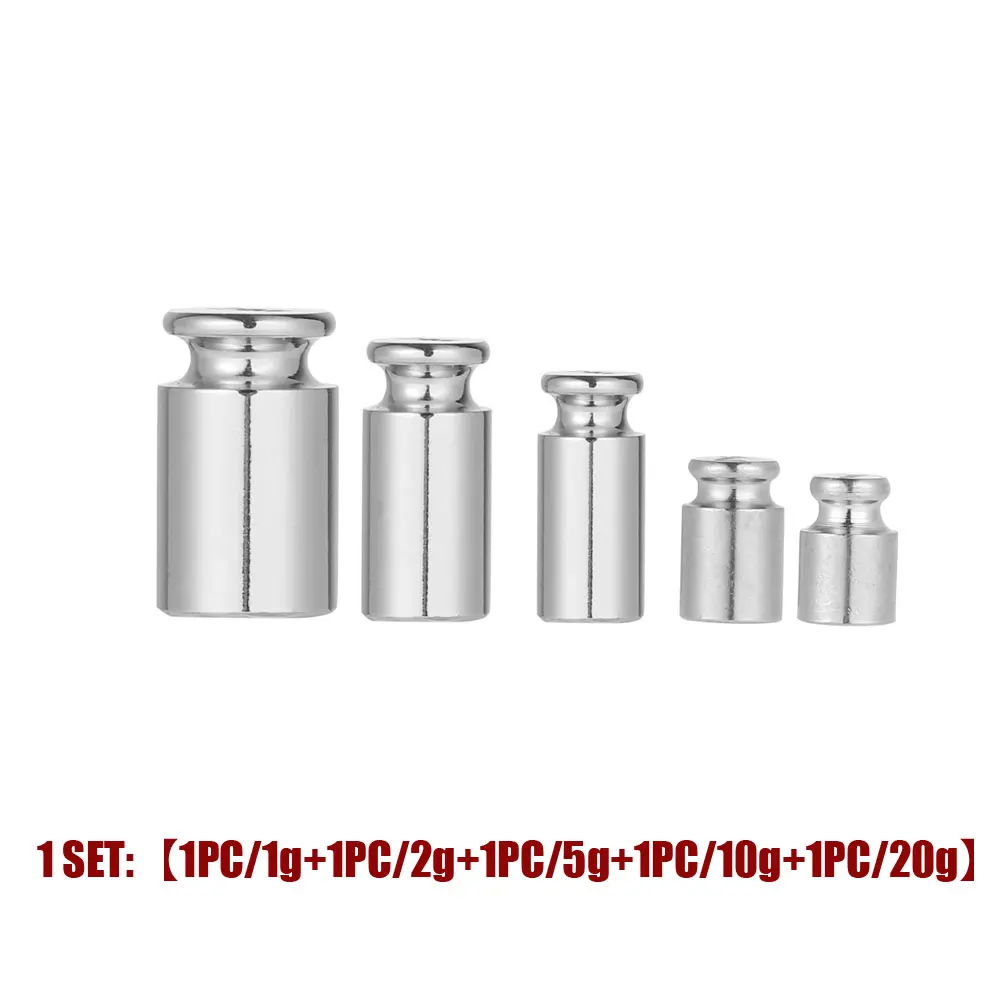 5Pcs/1set Grams Accurate Calibration Set Chrome Plating Scale Weights Set for Home Kitchen Tool 1g 2g 5g 10g 20g Weighing Tools