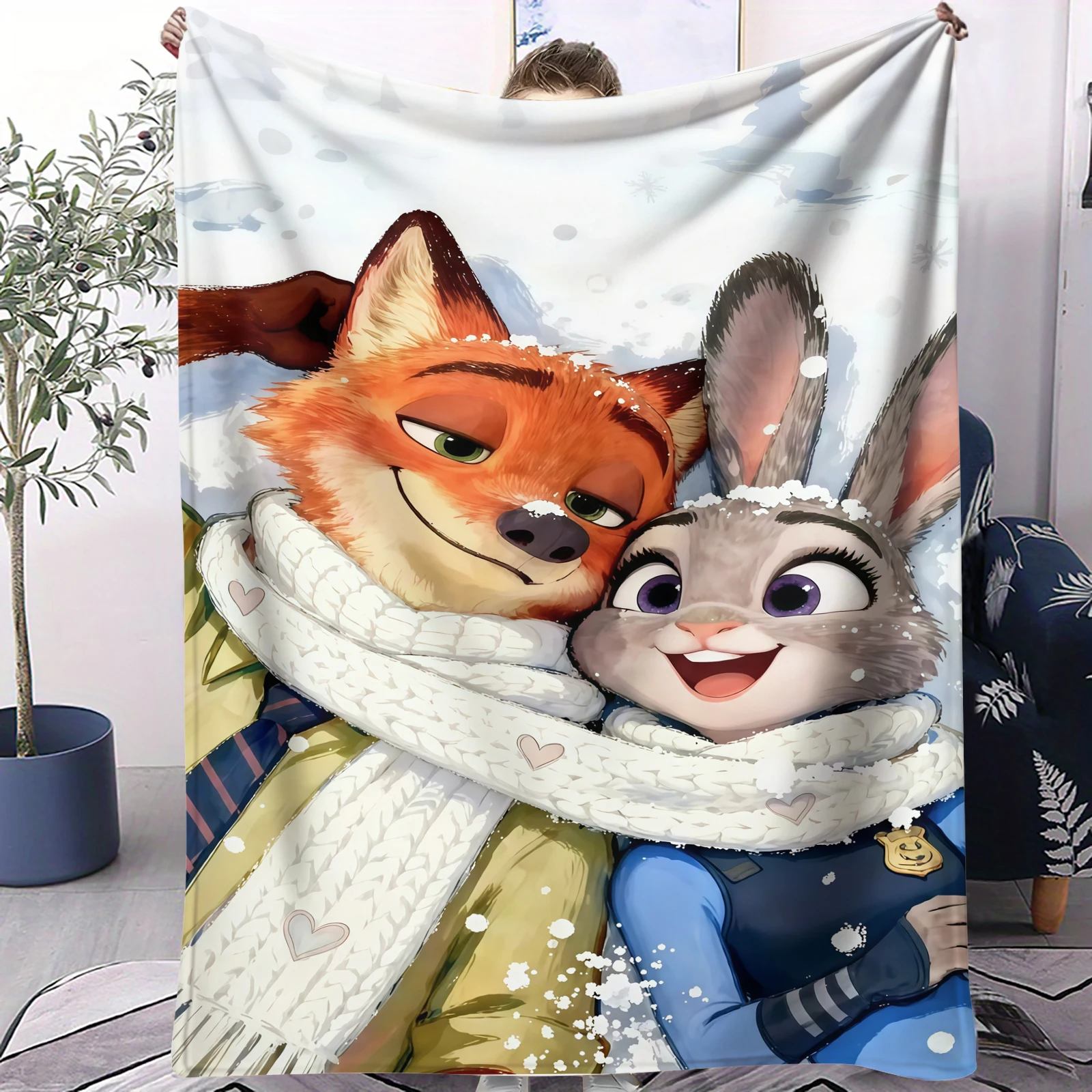 

Hot Animation Z-Zootopia Printed Blanket Soft Fluffy Children Nap Throw Cartoon Blankets Portable Picnic Blanket Movie Fans Gift