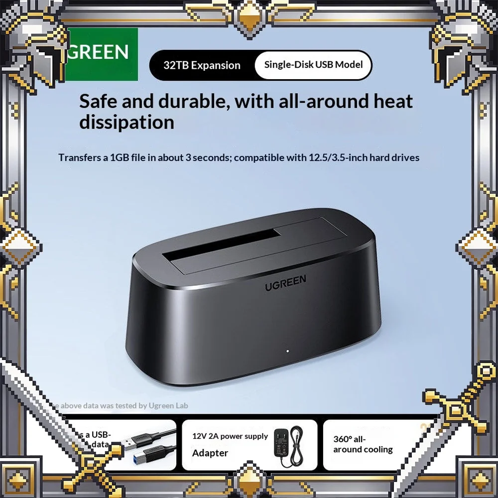 UGREEN CM197 USB 3.0 to SATA Hard Drive Docking Station 3.5 Inch 32TB External HDD Case for PC
