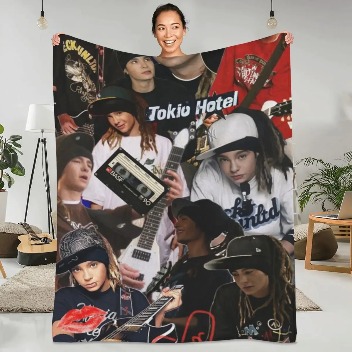 Tom Kaulitz German Guitarist Warm Soft Blanket Songwriter Music Travel Throw Blanket Spring Flannel Bedspread Sofa Bed Cover