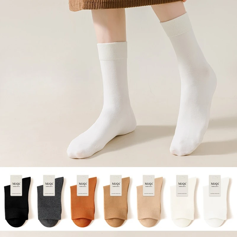 

7 пар толстых антибактериальных хлопковых носков без костей с защитой от запаха для женщин, весенне-осенние универсальные повседневные носки для женщин