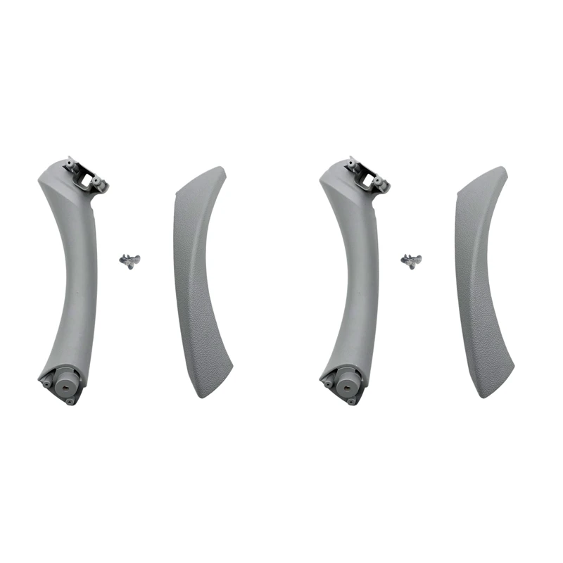 2X Car Left Interior Door Pull Handle With Cover Trim Replacement For BMW 3 Series E90 E91 E92 2004-2012 Gray