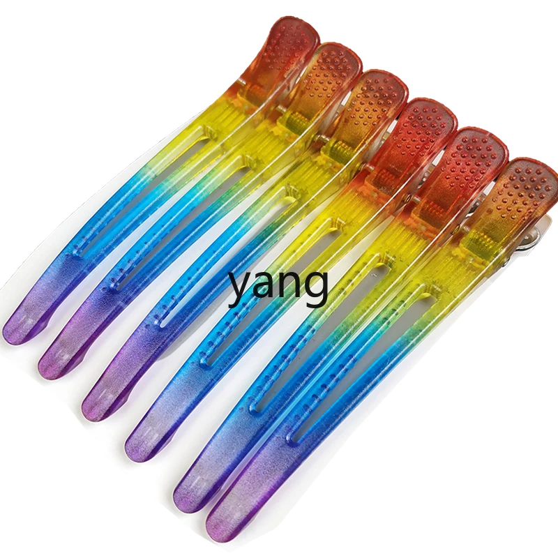 

LT Professional Hair Clip Traceless Duckbill Clip Rainbow Crystal Partition Positioning Clip