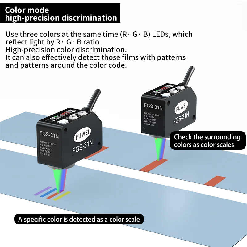 FUWEI FGS-31 infrared high-precision color labels photoelectric sensor switch color identification Color Mark Sensor