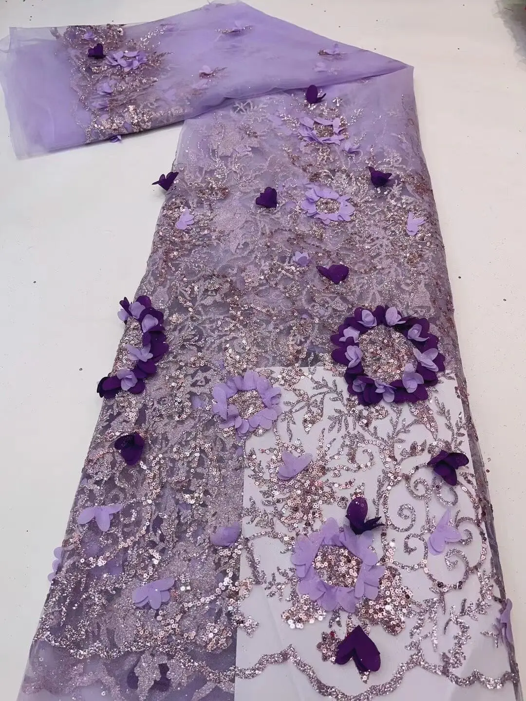 

Beautiful S-13028734 Glitter Embroidered French Mesh Tulle Lace African Lace Fabirc For Nigerian Dresses Weddings Party