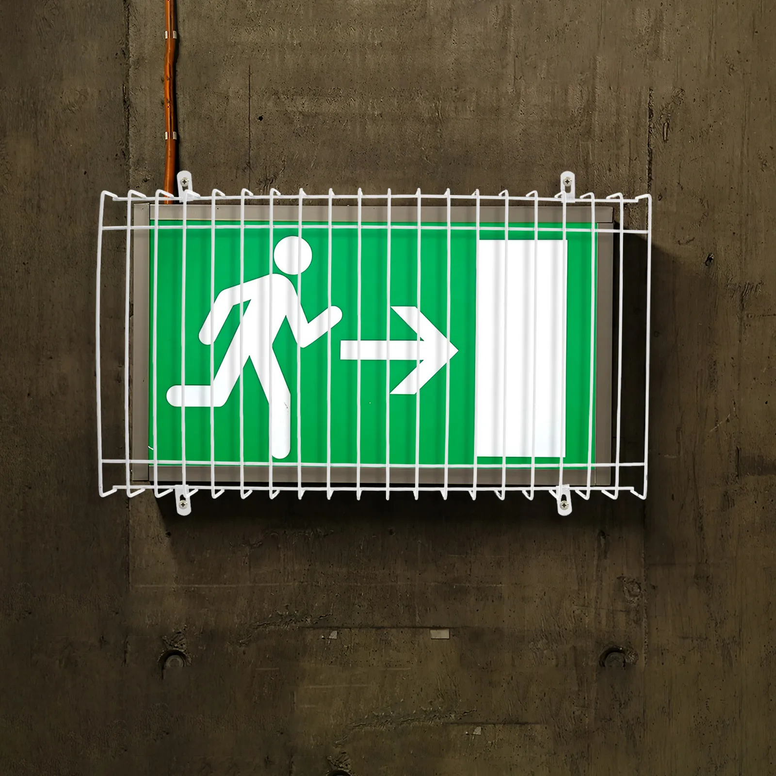 Emergency Exit Sign Protector Stainless Steel Wire Cage Embedded Fire Light Guard Wall Mounted Exit Sign Damage Cage Safety