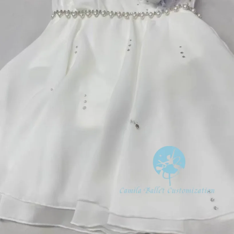 La última falda corta de tul de gasa para actuación de competición PDE de ballet de Cupido blanco a medida para adultos y niños