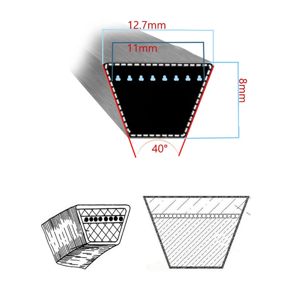 Deck Belt Lawn Mower Belt Robust Materials Aramid Construction Compatible Drive Belt For Lawn Mower Gardening Belt
