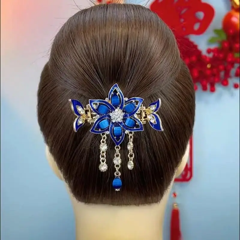 

Elegant Sunflower Rhinestone Butterfly Tassel Hair Clip for Women Girls Headdress Hairpins Female Hairl Claw Accessories