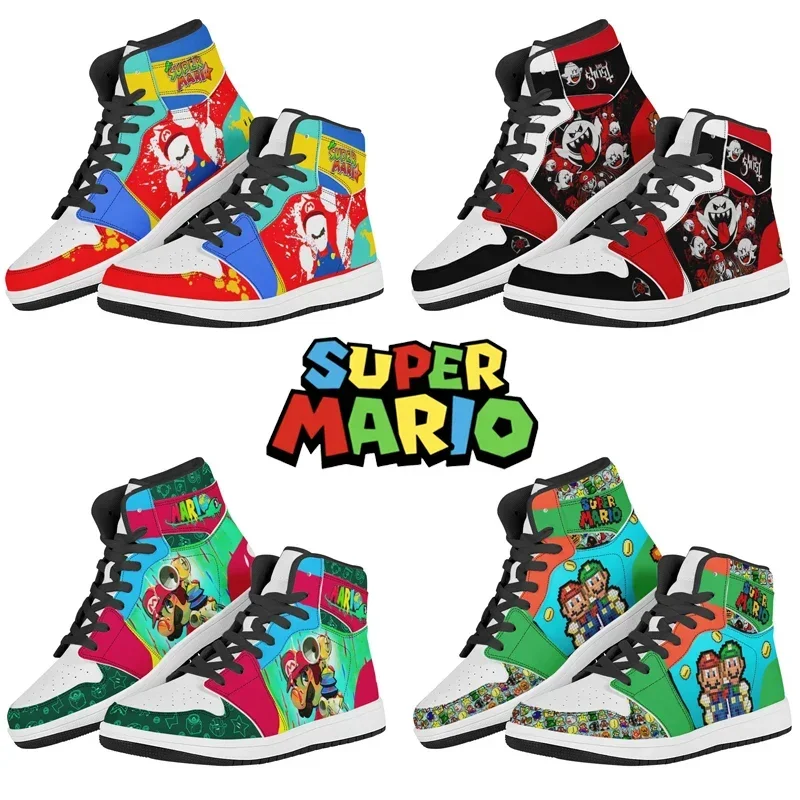 

Super Mario Bros Men Sneakers Anime Comfortable High Top Shoes Cartoon Non-slip Vulcanized Shoes Student Basketball Sports Shoes