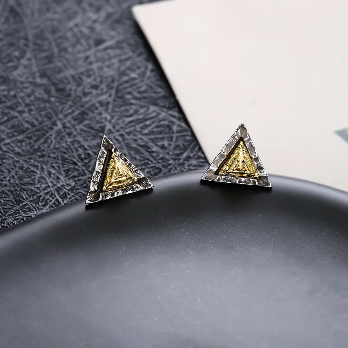 Horus Eye Stud Earrings for Men Boys,Irregular Edge Triangular Earrings,Retro Vintage Jewelry Gifts