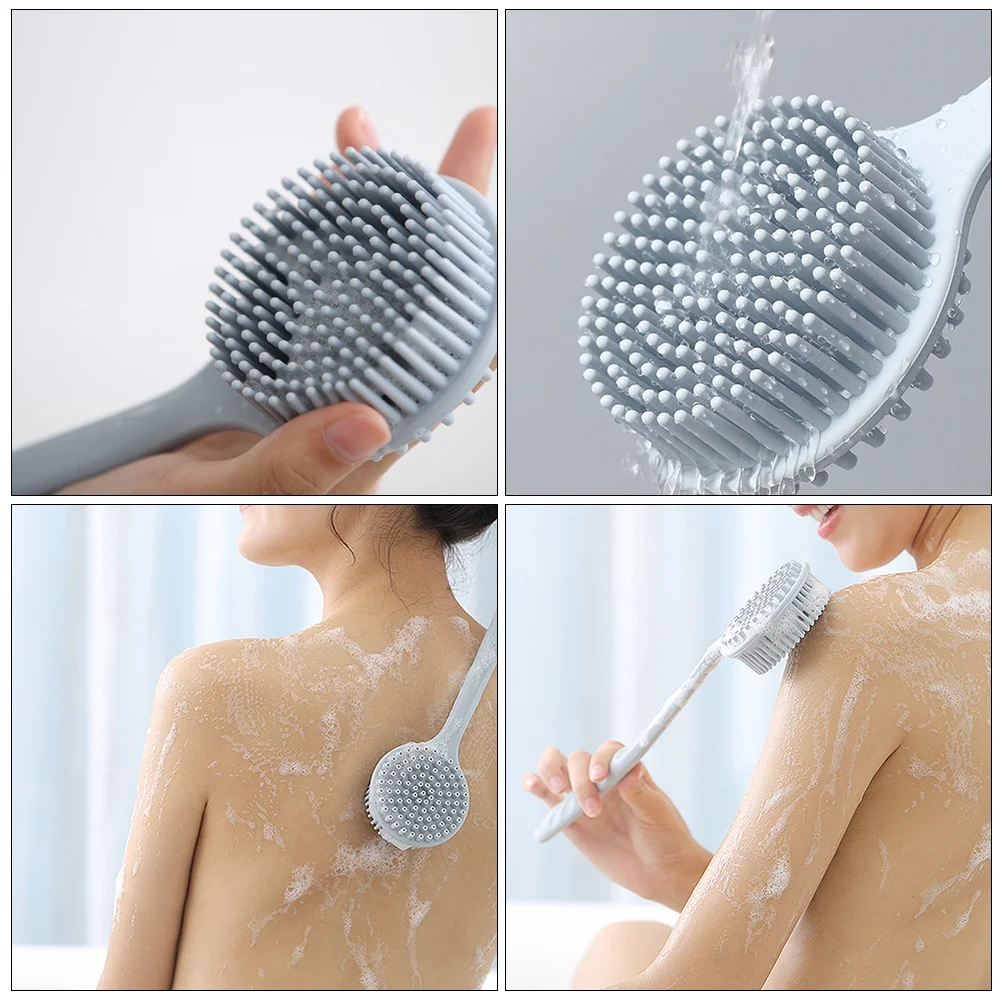 

Silicone Body Scrubber with Long Handle Bath Brush for Shower Gentle Exfoliation Back Scrubber Comfortable Cleaning