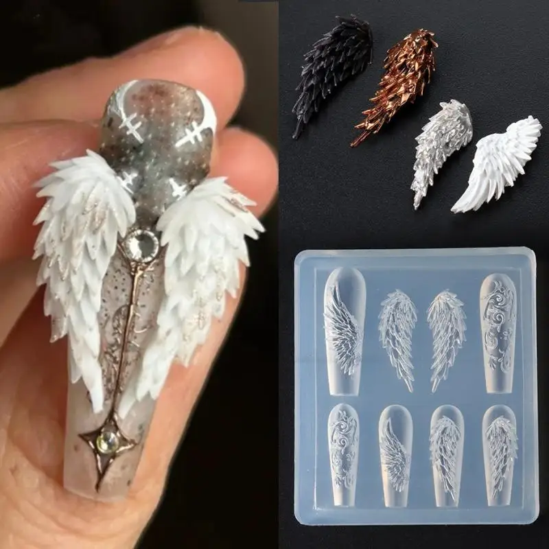 DIY Nail Art Decor Stamping Plates Manicure Tools 3D Silicone Nail Mold Flower Bow Butterfly Nails Templates Transparent Mold