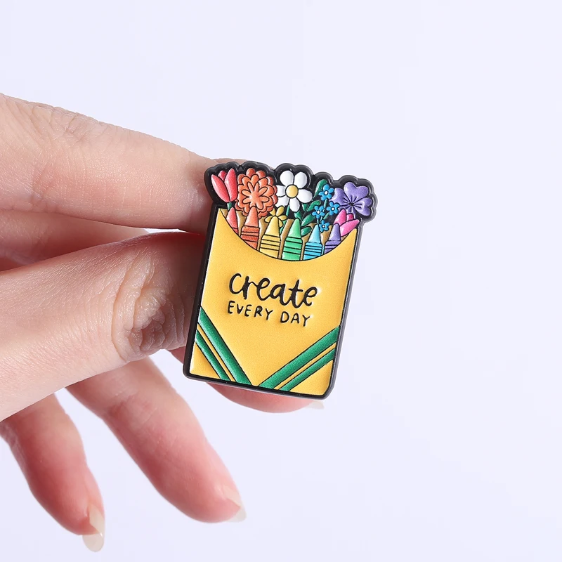 خلق كل يوم بروش UV PrintingPins جميلة الأزهار و تلوين دبابيس قميص شارة التلبيب هدايا مجوهرات الأزياء للأصدقاء #3