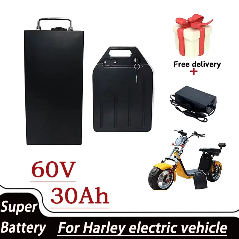 Harley 60V 40Ah18650 Lithium BatteryWaterproof Electric Scooter Battery Pack for Two Wheeled Foldable Electric Scooter Bicycle