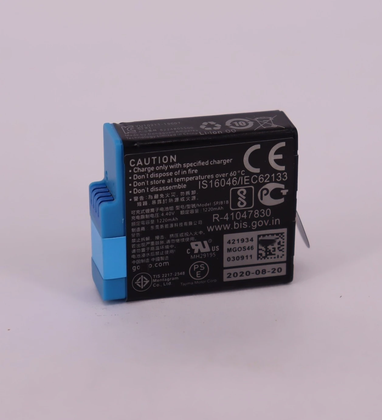 بطارية AHDBT-801 مفككة بالكامل بقدرة 1220 مللي أمبير في الساعة لـ GoPro Hero 8 7 6 11 10 حل مشكلة رمز البطارية الأصلية بدون خطأ اتصال