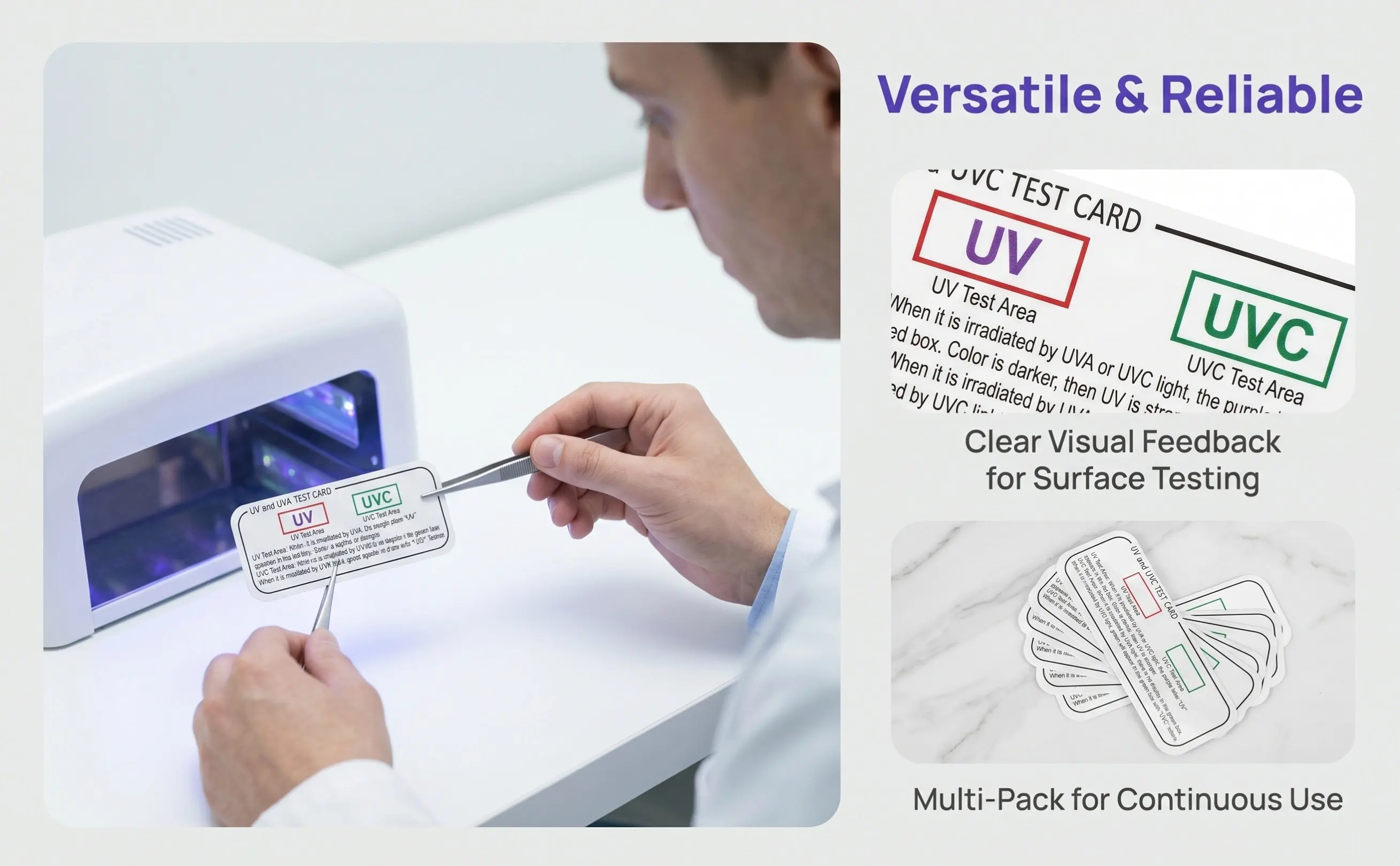 6Pcs Uv Testing Strips Uvc-Uva Detection Cards Sensitive to Ultraviolet Only Not Visible Light Ideal for Uv Sterilizer and