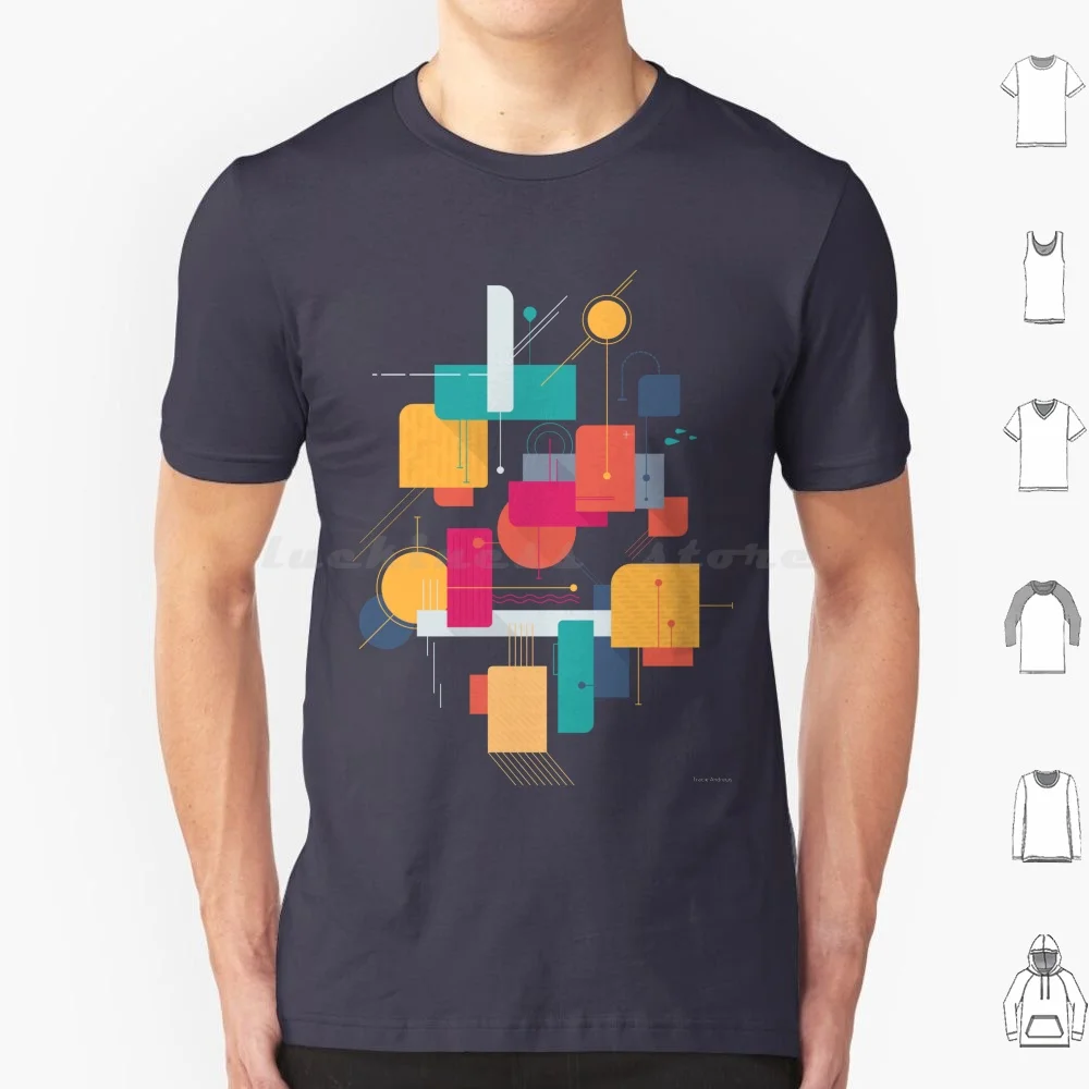 Thinking Of Summer T Shirt Big Size 100% Cotton Vector Abstract Summer Bright Texture Geometric Colourful Vibrant