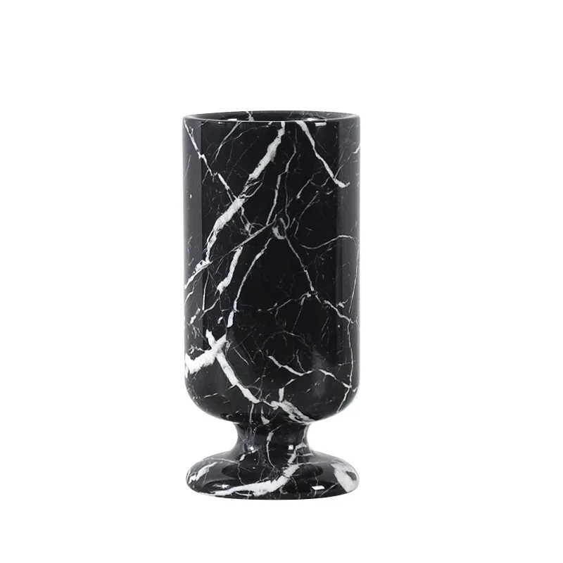 

Natural marble vase ornament hotel model room art dried flower arrangement coffee table desktop decoration