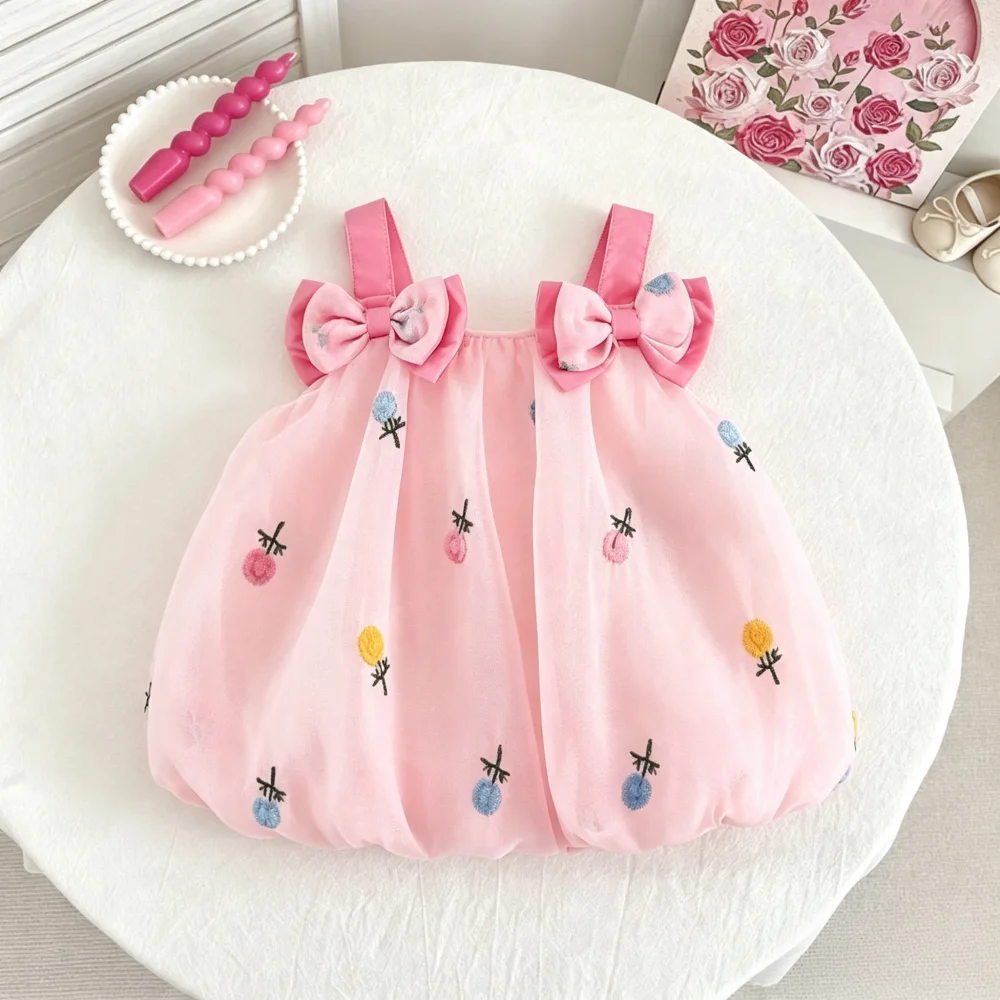 Baby Dress Summer Bow Cotton Cute Girl Dress Sweet Beach Princess Baby Girl Dress Baby Girl Clothing