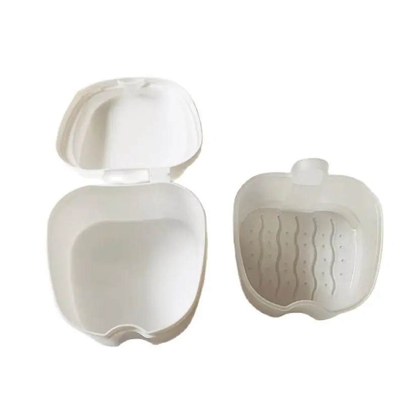 Caixa de dentadura caso dentes falsos armazenamento caixa de dentes titular plástico artificial dente organizador cuidados com os dentes para viagens retentor limpeza