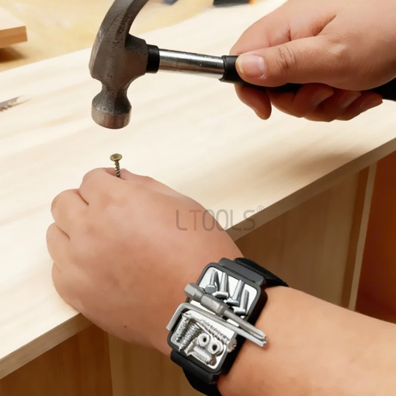 

Compact Magnetic Nail Wristband Convenient Magnetic Hardware Velcro Wrist Strand Durable Woodworking Screw Tool Storage Tools