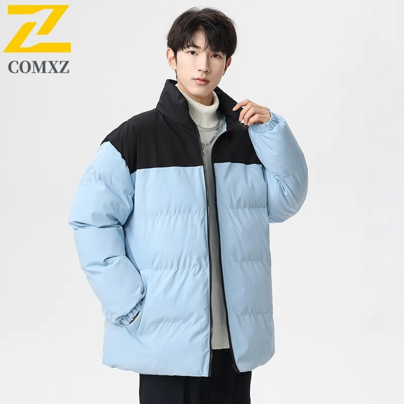 

COMXZ Men Bread Jacket Modern Loose Versatile Casual Korean Soft Camping Picnicking Winter Padding Travel Streetwear Parker Coat