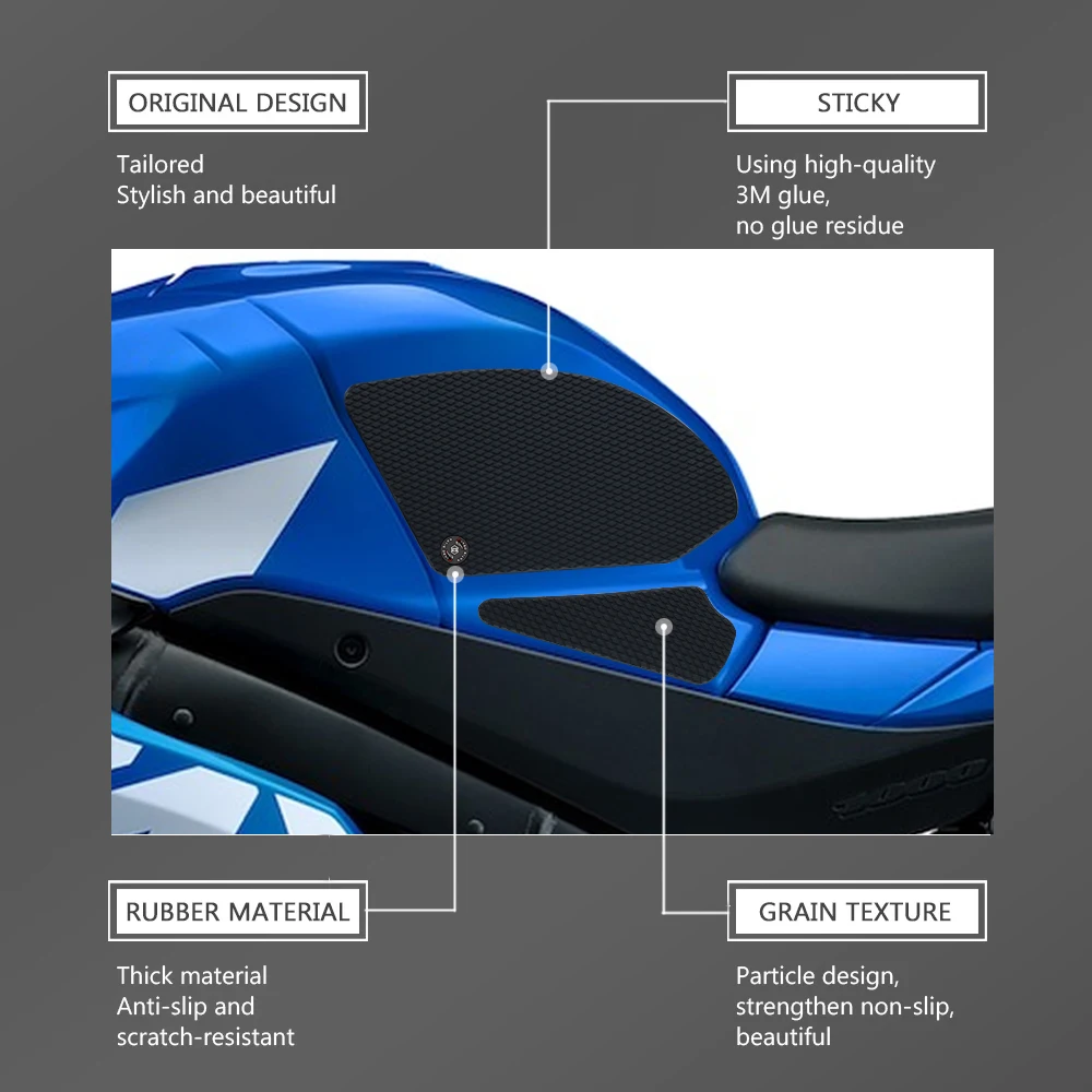 ل GSXR1000 GSXR1000R 2018 - 2026 الجانب خزان الوقود وسادة خزان منصات حامي ملصقات مائي الغاز قبضة الركبة وسادة تثبيت Tankpad #3